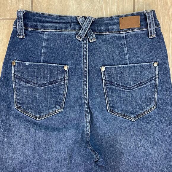 Judy Blue Wide Leg Crop Jeans 3/26 Raw Hem High Rise Stretch Denim Pants - Picture 11 of 12